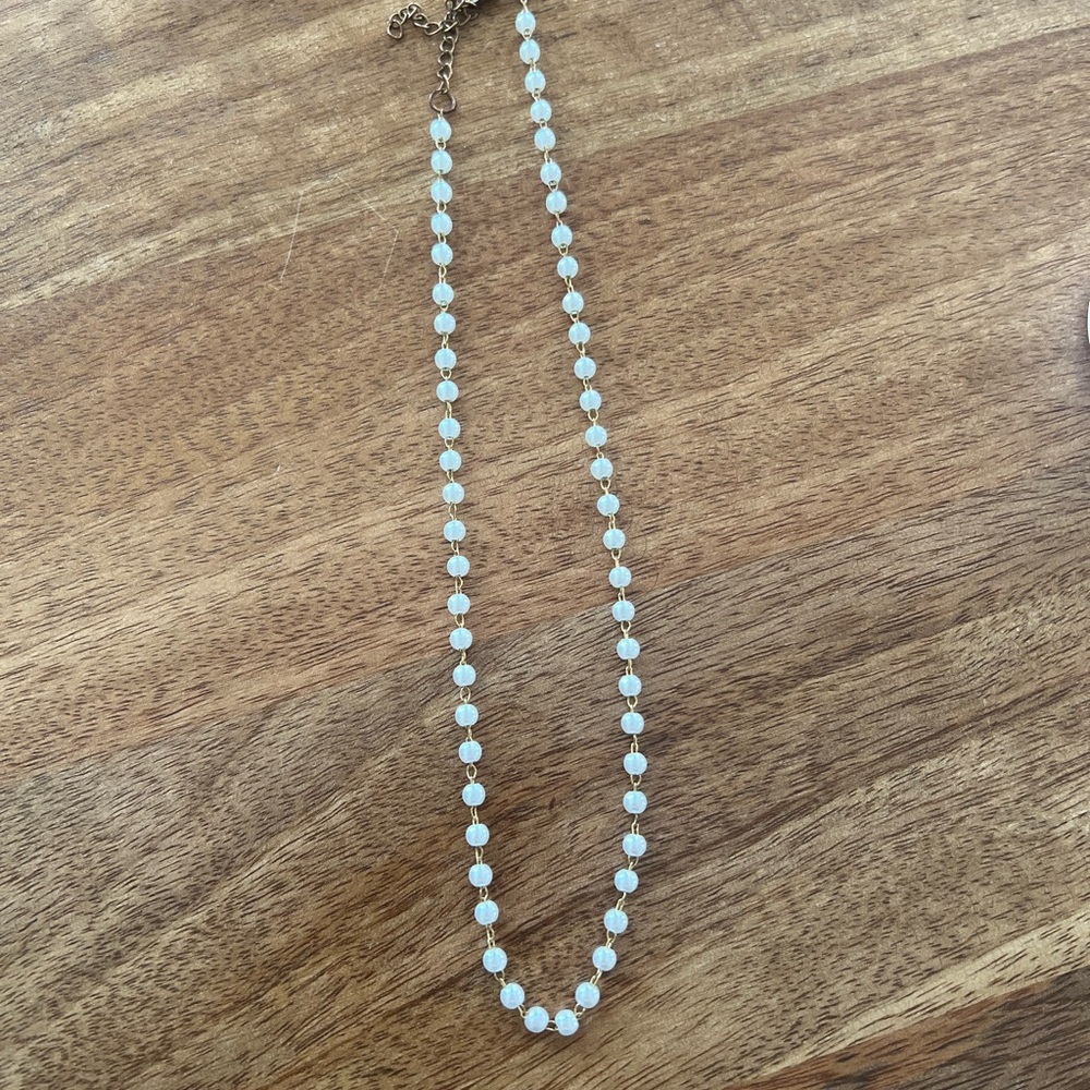 Mini Pearl Necklace with Gold-Tone Chain - Women Jewelry